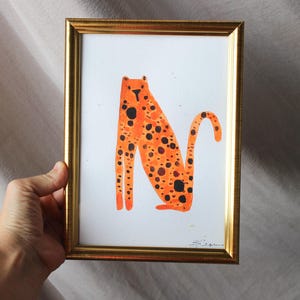 Leopard Skizze Aquarell Original Gemälde Aquarell Original gerahmt Illustration Tiger Wohnkultur Wandkunst