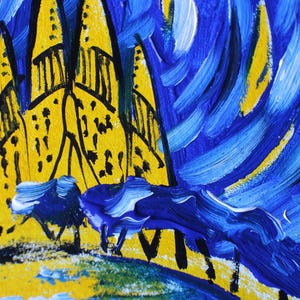Sagrada Familia Oil Painting, Barcelona Art, Framed Canvas (6x6) image 8