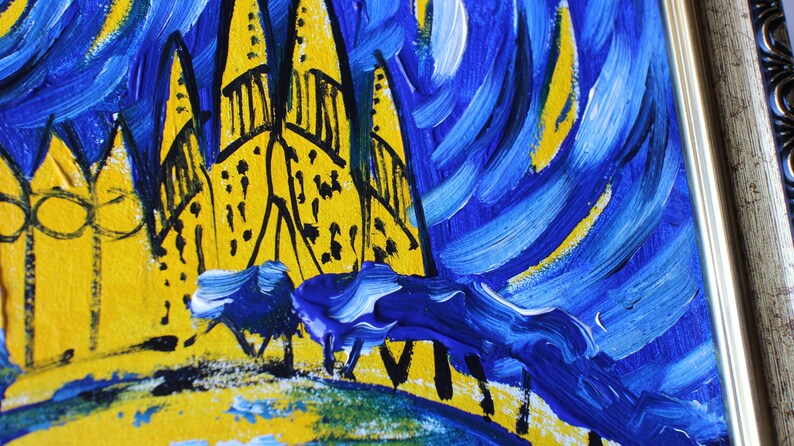Sagrada Familia Oil Painting, Barcelona Art, Framed Canvas (6x6) image 8
