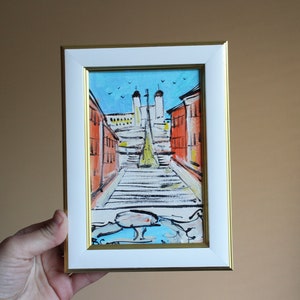 Rome oil painting framed original Piazza di Spagna 4x6 Italy Rome sketch painting oil Rome Italy Wall Art Decor Rome gift