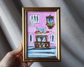 Venice oil painting framed, Venezia Italy gondola 4x6 Original Oil Painting Venezia Painting Venice Wall Art  Decor Venice gift