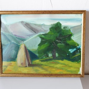 Mountains oil painting original 12x16 Carpathian Mountains Summer Landscape Woodland scenery One of a kind piece Impressionism Rural