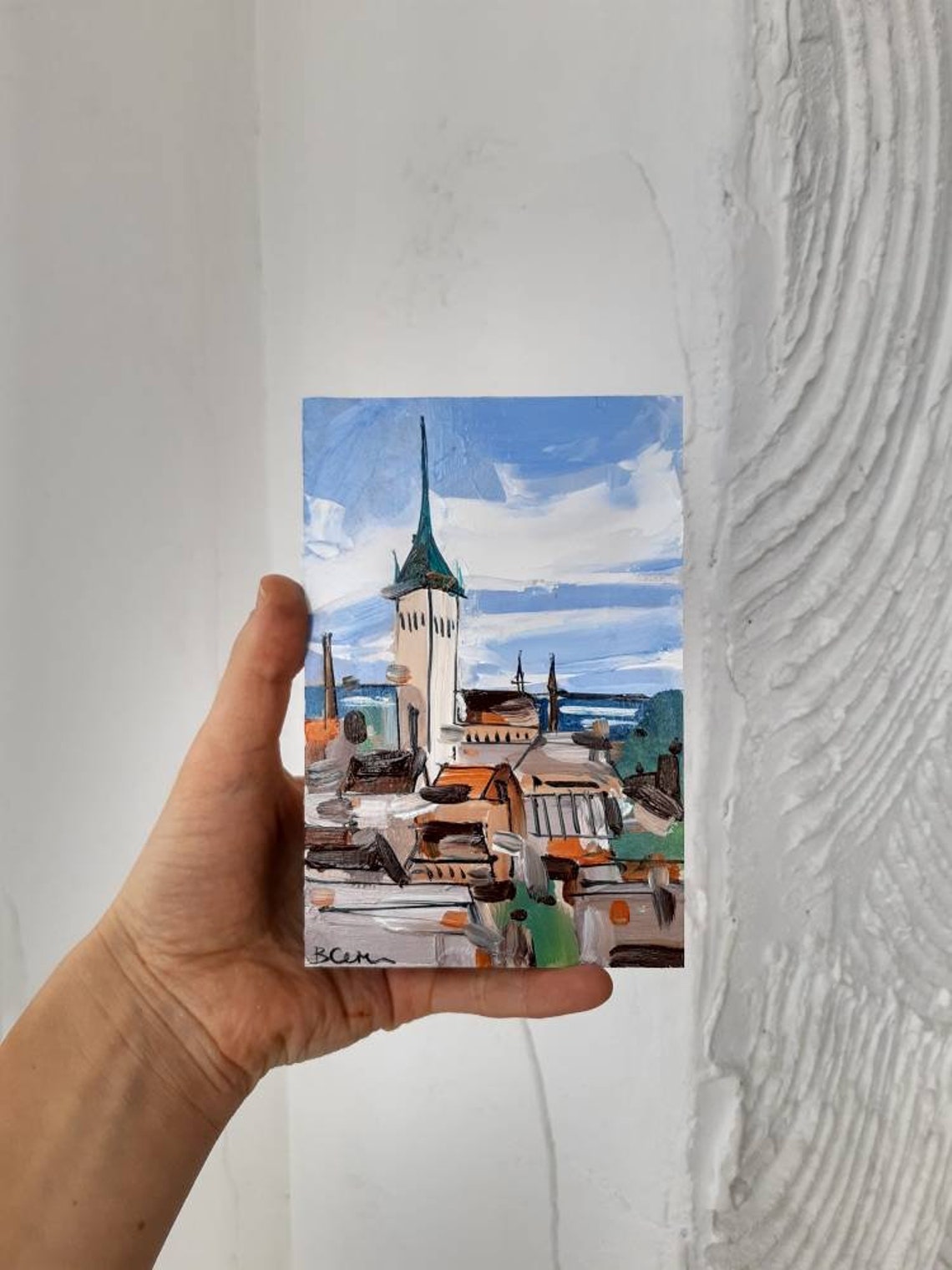 Old Tallinn Oil Painting Framed Original Tallinn Cityscape Etsy