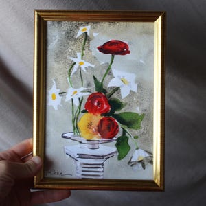 Flowers Ikebana floral poppy sketch painting watercolor original floral art abstract floral painting illustration flowers home decor
