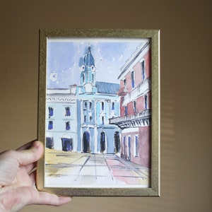 Ucrânia Chernivtsi rua aquarela pintura original Chernivtsi paisagem urbana pintura esboço