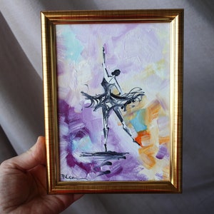 Ballet oil painting framed original ballerina sketchpainting Dancer Painting Ballet Dancer Art Pointe Shoes ballerina