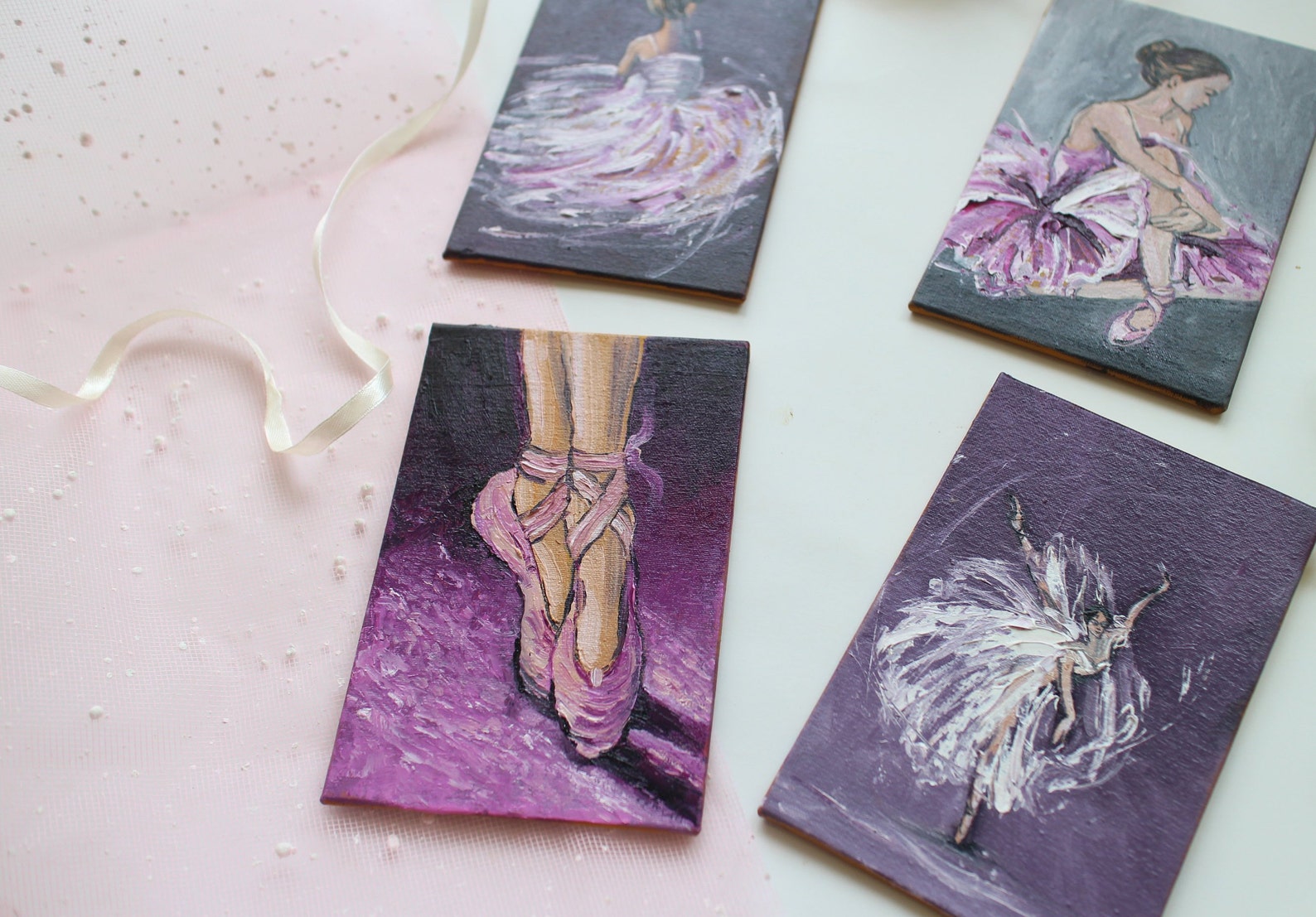 ballet painting, ballerina painting oil, ballet painting oil, dancer painting, ballet dancer art, mini painting, pointe shoes, b