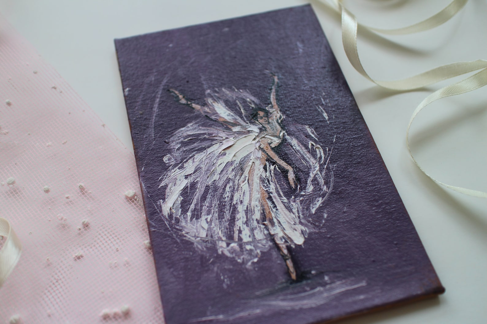 ballet painting, ballerina painting oil, ballet painting oil, dancer painting, ballet dancer art, mini painting, pointe shoes, b