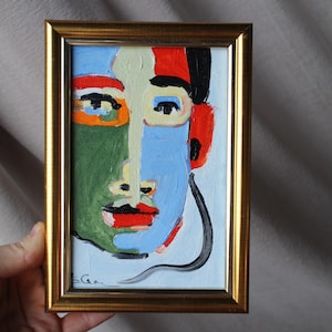 Portrait Original Faceless oil Painting original framed No Face Art Artwork Abstract Surreal Faceless Abstract Painting Deconstructed
