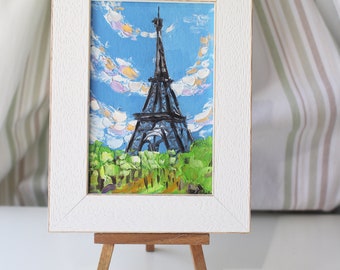 Eiffel Tower Paris painting oil framed original Paris Small Oil Painting, oil on canvas, Paris Painting, Paris Wall Art