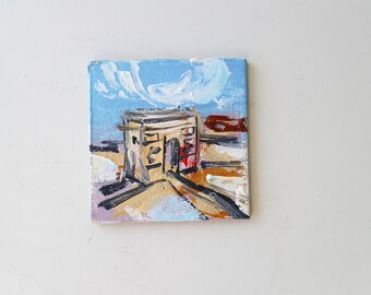 パリ凱旋門ミニ油絵オリジナル額入り2x2ギフト - Etsy 日本