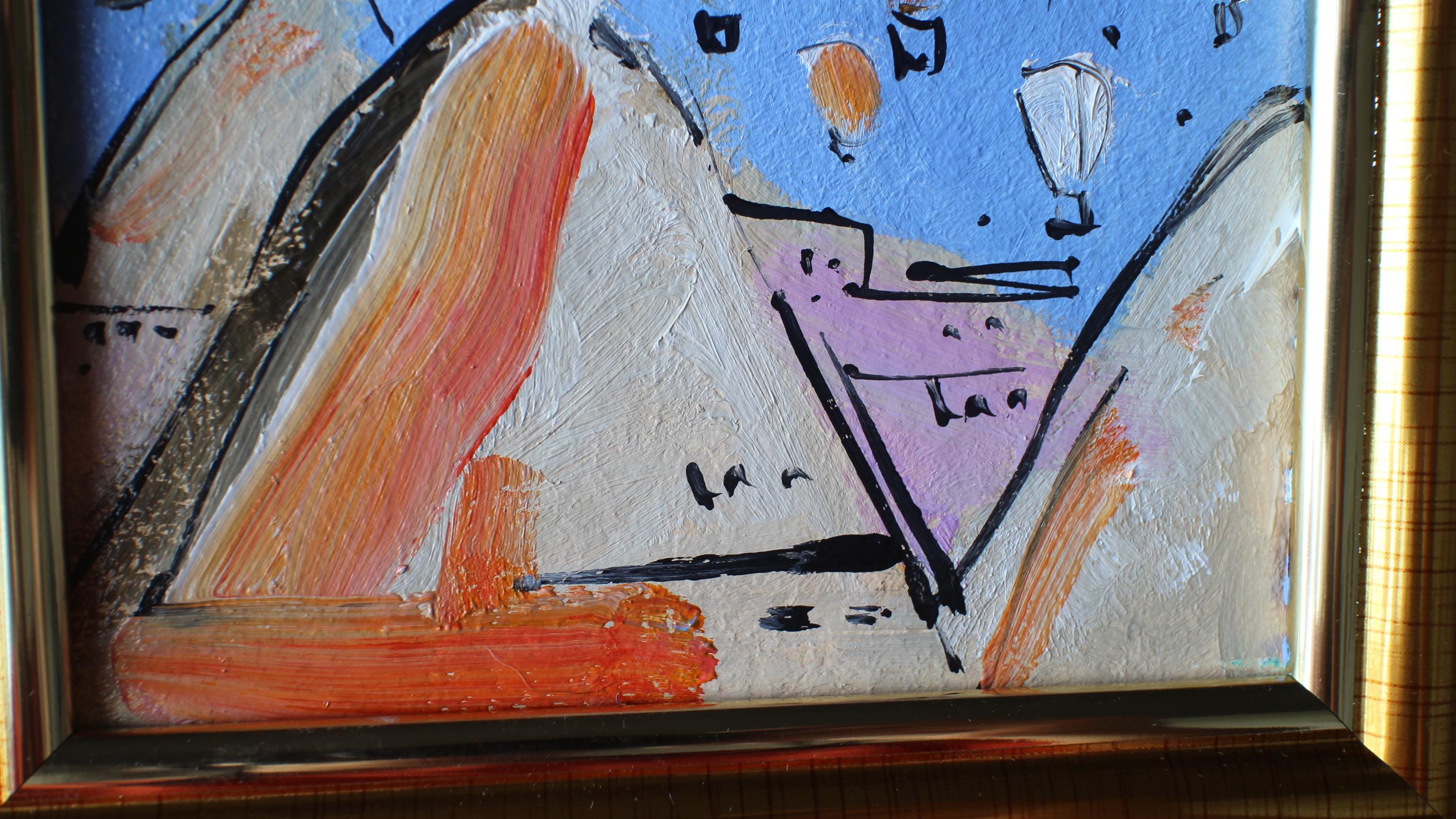 カッパドキア熱気球油絵、額入り小型壁掛けアート（4x4） - Etsy 日本