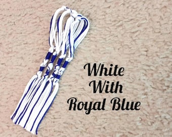 5" SHORT THICK Choose Your Color White w Blue Cotton YAH Tzitzit w Loops
