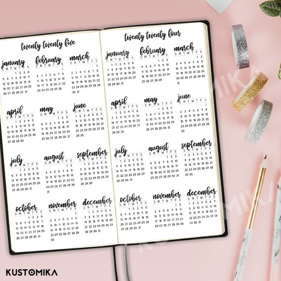 2024 2025 Printable Calendar for Hobonichi Weeks Bullet Journal