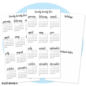 2024 2025 Printable Calendar for Hobonichi Weeks | Bullet Journal Lettering | Printable Download | Printable Calendars