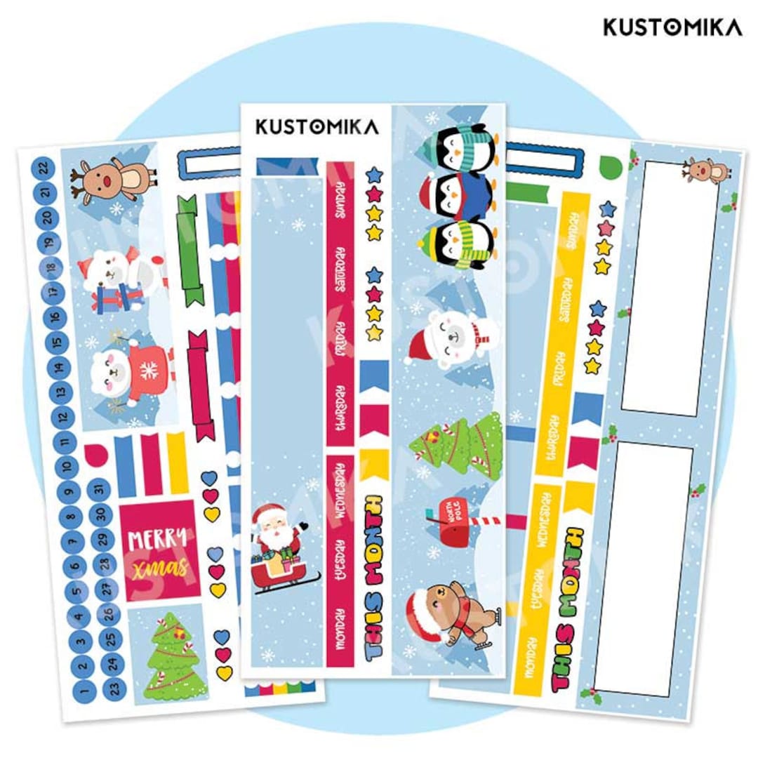 Hobonichi Weeks Monthly Kit Kawaii Christmas Hobonichi Stickers ...