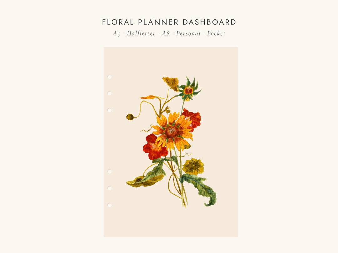 Floral Planner Dashboard – Minimal Planner Printable Bundle, Instant ...