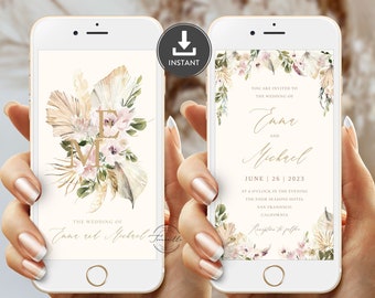 Editable Electronic Rustic Boho Wedding Invitation, Digital Wedding Invitation, E-Invite, Digital Invitation for e-mail, Editable E Invite