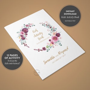 Wedding Kids Activity Book and Coloring, Wedding Kids Table Activities, Wedding Color Book Children Activity Sheet Printable, Kids Maze