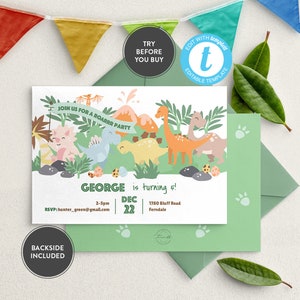 Dinosaur birthday invitation instant download EDITABLE FILE | Roar Boys Dinosaur Party Birthday Invitation | Dino Party Invite