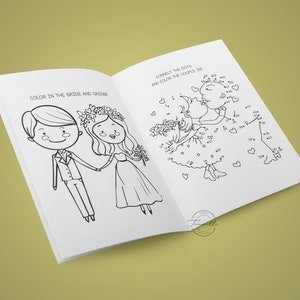 Wedding Kids Activity Book and Coloring, Wedding Kids Table Activities, Wedding Color Book Children Activity Sheet Printable, Kids Maze image 3