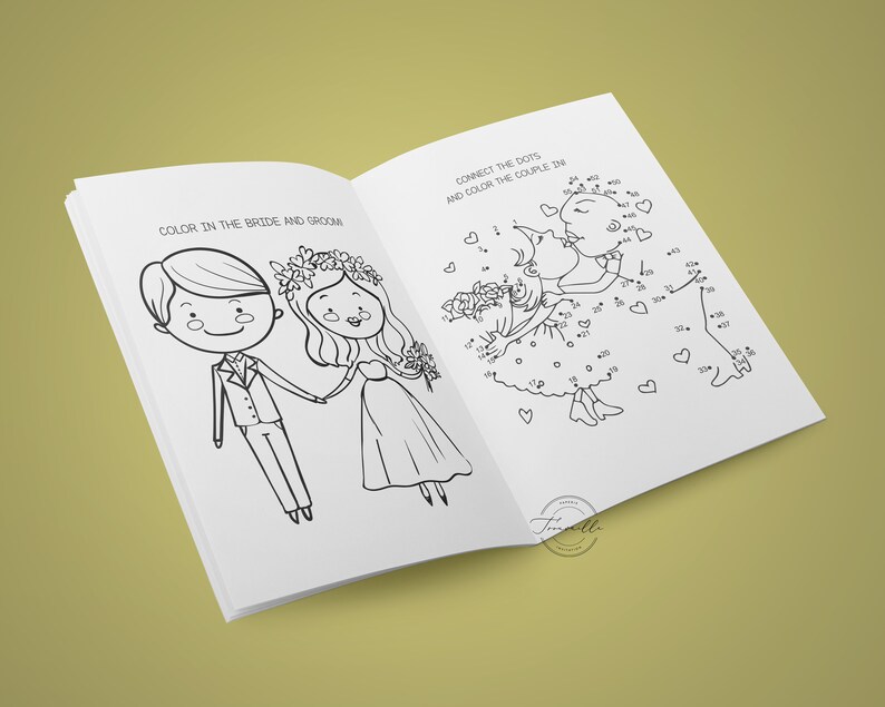 Wedding Kids Activity Book and Coloring, Wedding Kids Table Activities, Wedding Color Book Children Activity Sheet Printable, Kids Maze image 3