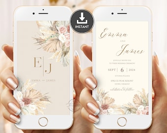 Editable Electronic Paradise Sand Wedding Invitation, Digital Wedding Invitation, E-Invite, Digital Invitation for e-mail, Editable E Invite