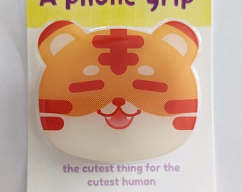 Tiger feline cat cute kawaii phone grip holder acrylic shiny plastic