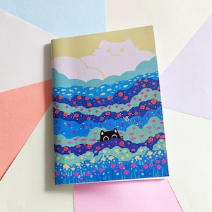 Black Cat Sticker Album: Pastel Floral A5 Reusable Sticker Book