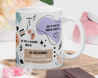 Positive affirmations mug, motivational mug, inspirational gift, motivational mug for her for him, pastel abstract design mug, mug