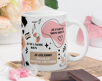 Positive affirmations mug, motivational mug, inspirational gift, motivational mug for her for him, pastel pink abstract design mug