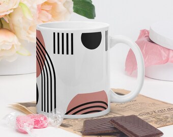 Mid Century Minimalist Mug with Abstract Design, Mid-Century Minimalist, Mid-Century Modern Art, Unique Accessory, Cup, Mug