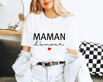 Love mom t-shirt elegant calligraphy little red heart, t-shirt for mom, I love you mom, gift for mom, mom, mother's day