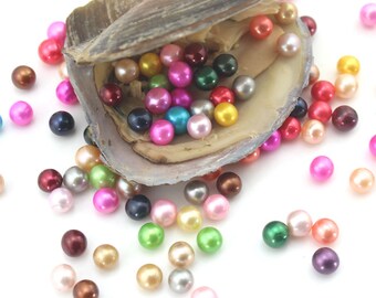 Hot sale 50 PCS 7-8mm Rice Oval AAA Freshwater with Pearl oysters,Hot pink,Red,Blue,Orange,Yellow,Green,Champagne,Brown,Black,Bulk,Wholesale