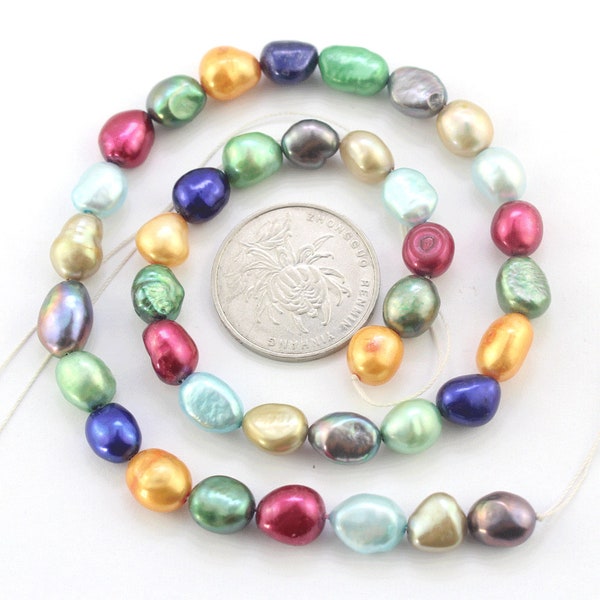 AAA 8-9mm Multicolor Colorful Baroque Pearl, Freshwater Pearl, Wholesale Pearls, Pebble Pearl, Loose Pearl, 35-36pcs Full Strand