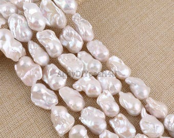 Collier de perles baroques d'eau douce blanches naturelles, vente en gros, pour la création de bijoux à faire soi-même - YHZ002-11