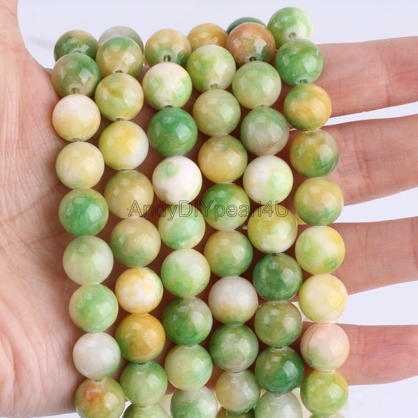 Green Yellow White Persian Jade Beads,Multicolor Jade Beads Supply,Loose Beads For Jewelry Making,DIY Beads,4mm 6mm 8mm 10mm 12mm-STN00131