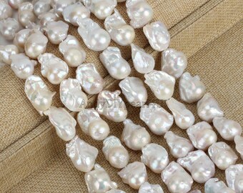 thumbnail image 2 of 14 Strands Natural Baroque White Freshwater Pearl Loose Beads – 8-9mm, Center-Drilled, Nickel-Free 2 of 6