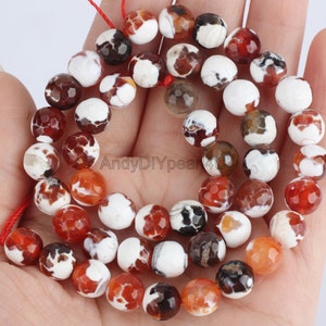 Faceted Red Fire Agate Beads,Loose Agate Supplies,Wholesale Beads,Agate Beads for Necklace Making,High Luster Agate Beads,DIY Jewelry-QM0012