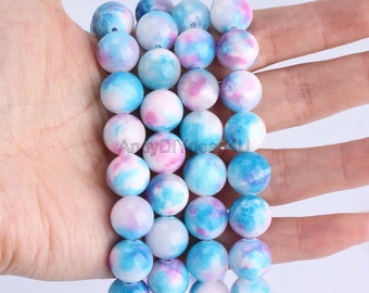 Pink Blue White Persian Jade Bead,Gemstone Beads Wholesale,Loose Jade Beads Supply,Jewelry Making,DIY Jewelry-4mm 6mm 8mm 10mm 12mm-STN00142