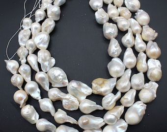 14-16X20-25mm Natural White Nucleated Pearls,Irregular Shaped Baroque Pearls,Freshwater Cultured Pearls,Wedding Pearls,For Necklace Making