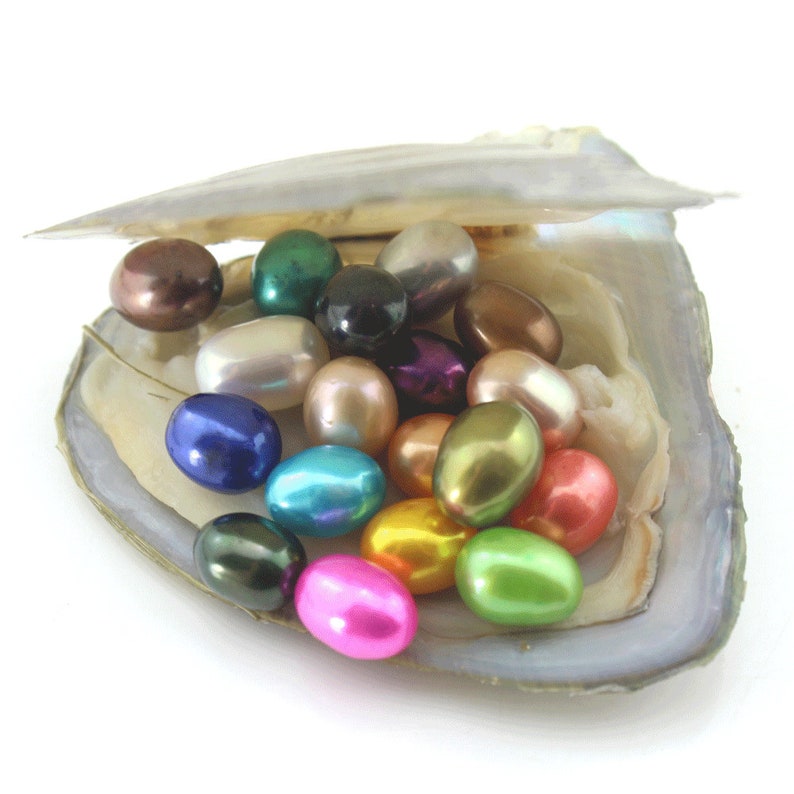 Hot sale 50 PCS 7-8mm Rice Oval AAA Freshwater with Pearl oysters,Hot pink,Red,Blue,Orange,Yellow,Green,Champagne,Brown,Black,Bulk,Wholesale