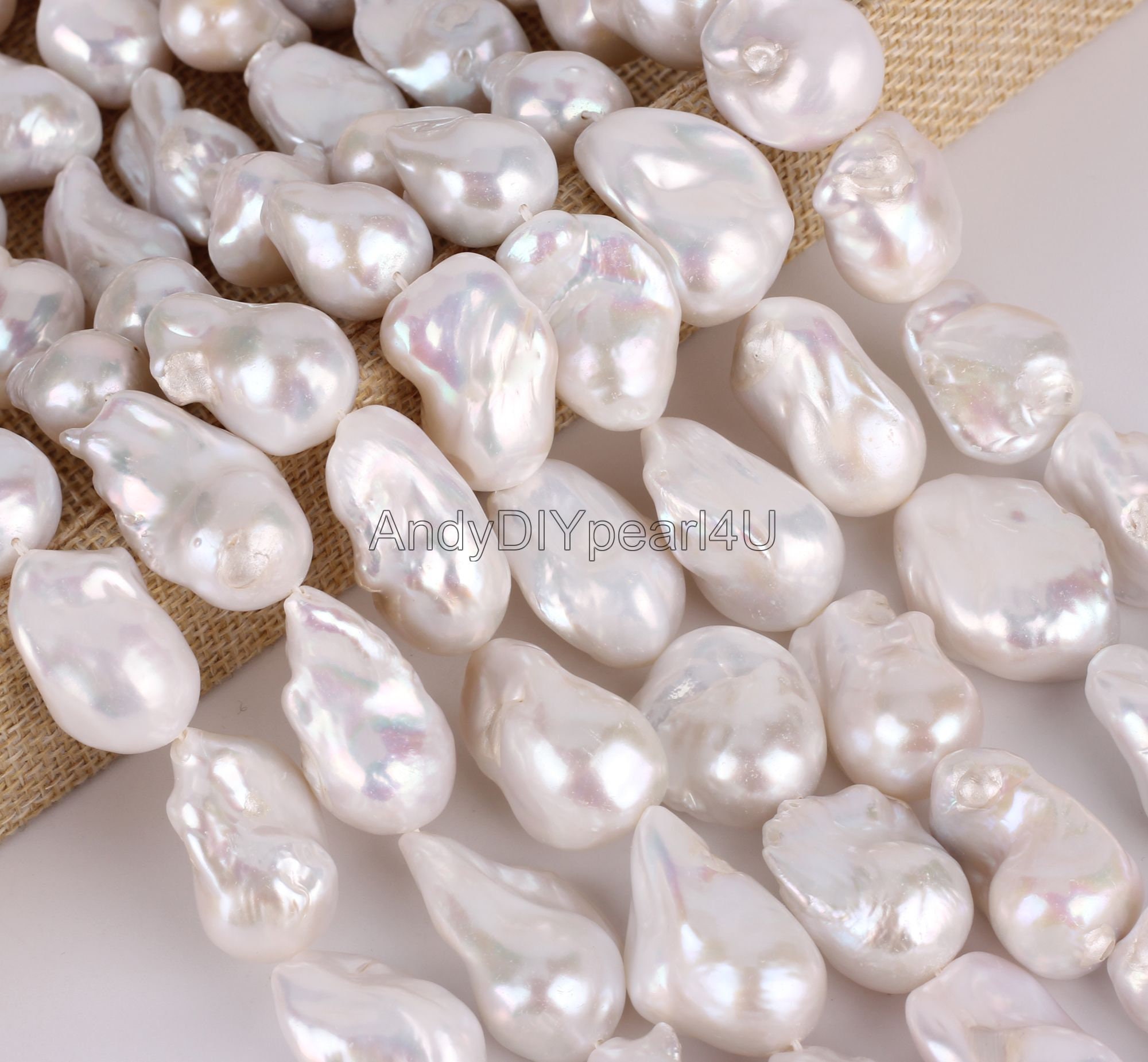 White Baroque Freshwater Pearl Strand AAAA Quality 