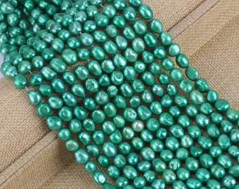 8-9mm Green AAA Baroque Pearls Strand,Freshwater Pearl,Wholesale Pearls,Pebble Pearl,Loose Pearl Necklace Supplies,35-36pcs/Full Strand