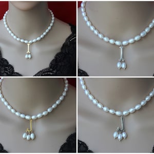 New Popular White Pearls Jewelry Necklace with Gold Silver/Initial Pendent, Anne Boleyn Necklace,Pearl Choker Necklace,Necklace Gift For Her image 2