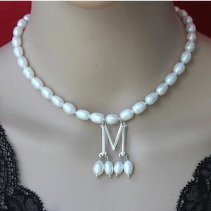 New Popular White Pearls Jewelry Necklace with Gold Silver/Initial Pendent,Anne Boleyn Necklace,Pearl Choker Necklace,Necklace Gift For Her