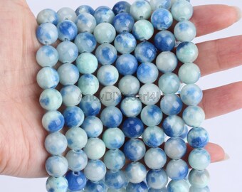 Fresh Blue White Persian Jade,Loose Jade Gemstone Supply,Round Beads For Jewelry Making,Wholesale Jade Beads-4mm 6mm 8mm 10mm 12mm-STN00129