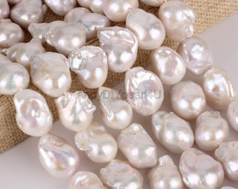 16-18x18-22 mm d'approvisionnement en perles baroques d'eau douce blanches naturelles, vente en gros, bijoux à bricoler soi-même-YHZ002-2