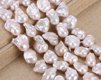 Perle barocche naturali bianche Fireball da 16-20x23-25 mm, creazione di gioielli, perle da matrimonio, fai da te, regalo-YHZ002-14