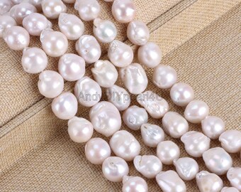 13-15x15-17mm Natural White Baroque Freshwater Pearls Strand,Jewelry Making,Wholesale,DIY Necklace-YHZ002-12